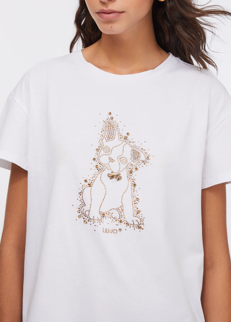 T-Shirt mit Strass Weiß Liu Jo - medium