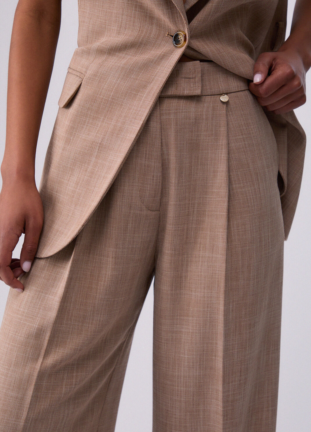 Palazzohose aus Melange-Stoff Biscuit Liu Jo - large image number 4