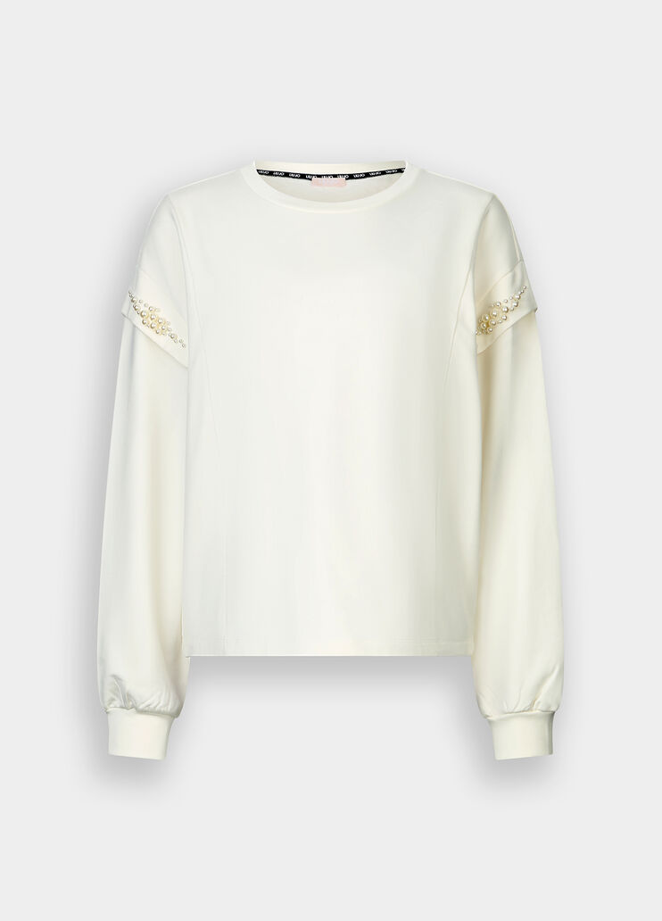 Sweatshirt mit Perlen weiß Liu Jo - large image number 4 Sweatshirt mit Perlen weiß Liu Jo - large image number 4