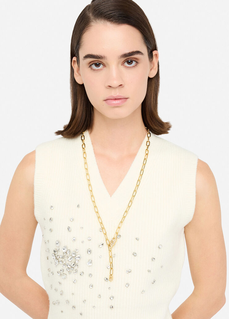 Wool top with gemstones white Liu Jo - large image number 2