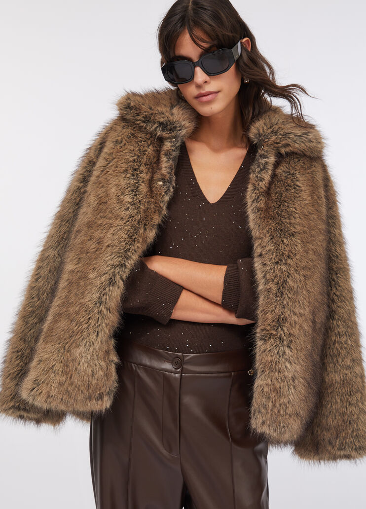 Jumper with micro sequins chocolate Liu Jo - large image number 4