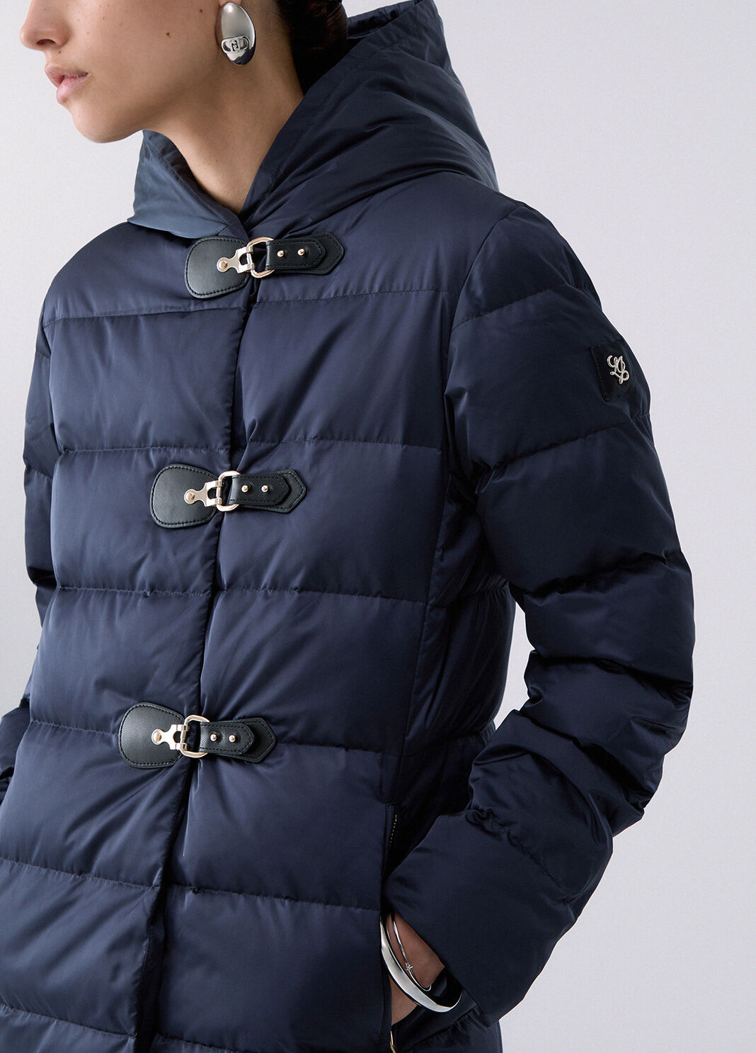 Long down jacket with hood dark blue Liu Jo - large image number 4