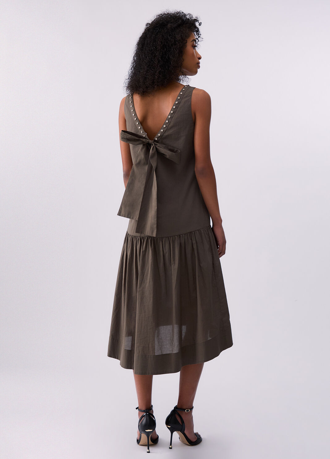 Robe longue orn&eacute;e de pierres vert olive Liu Jo - large image number 1