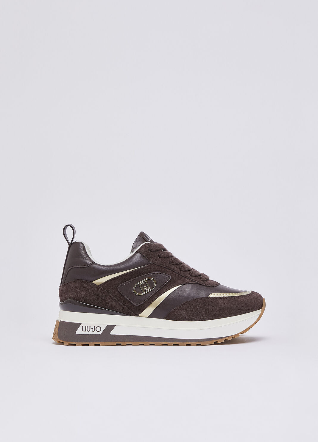Platform sneakers in suede and leather mocha Liu Jo - large image number 0