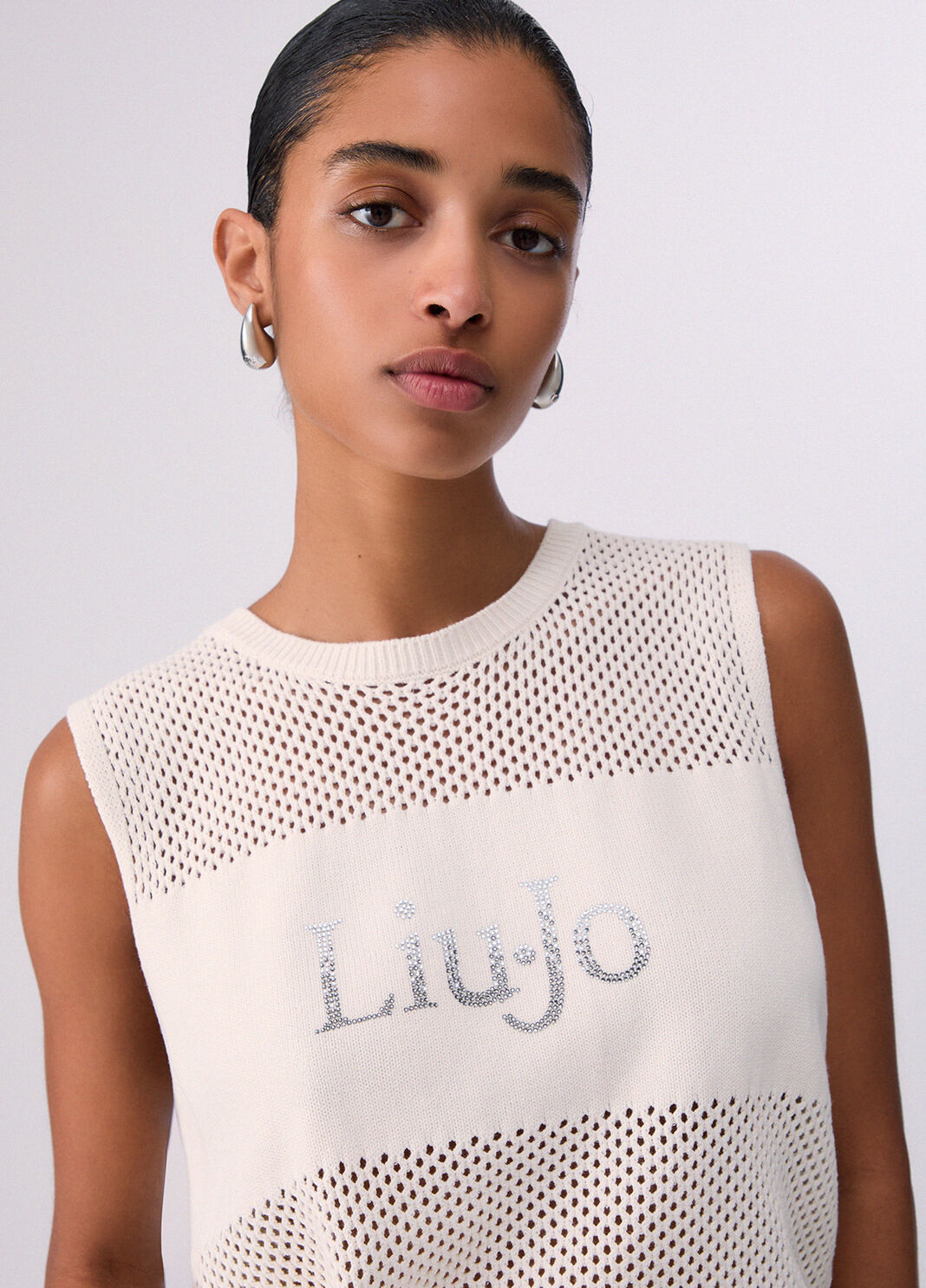 Openwork knit top white Liu Jo - large image number 2