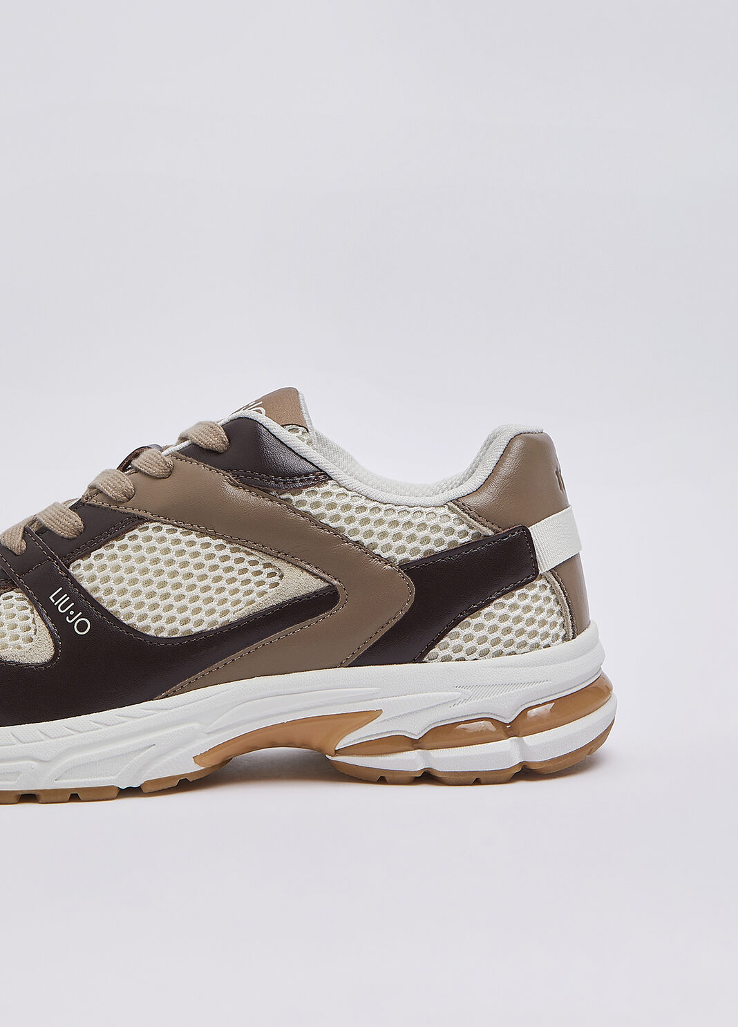 Leather and mesh sneakers beige Liu Jo - large image number 4