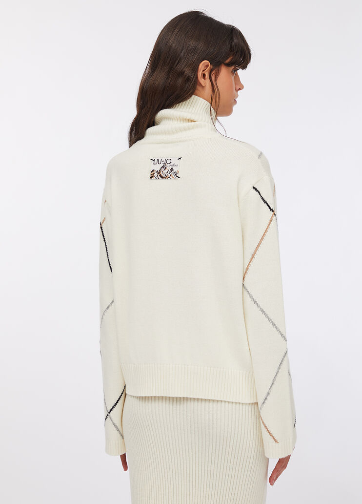 Dolcevita jacquard con strass bianco Liu Jo - large image number 1