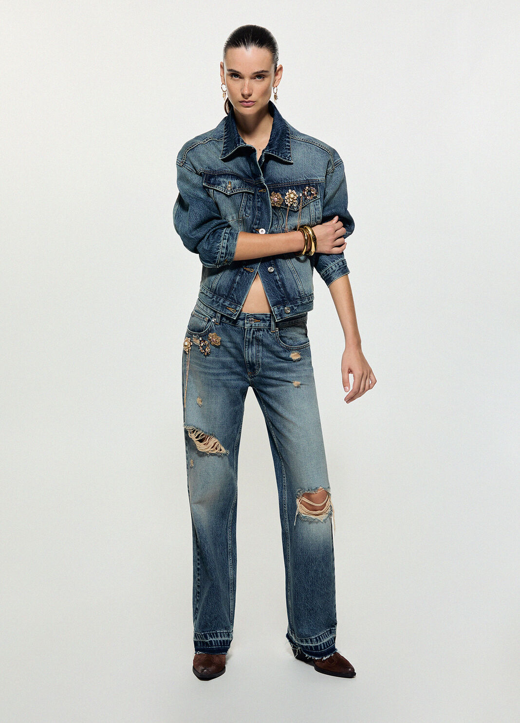 Jacke aus Denim mit spille Schmuck dunkelblauer Denim Liu Jo - large image number 5