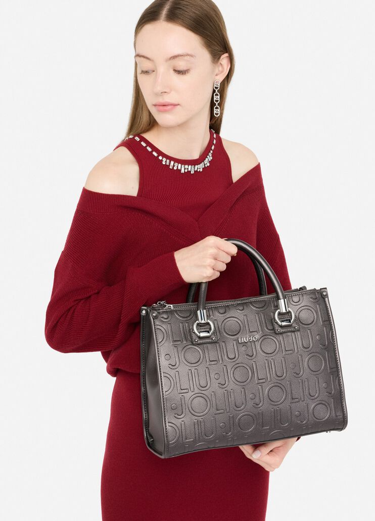 Medium satchel with logo anthracite Liu Jo - medium Medium satchel with logo anthracite Liu Jo - medium