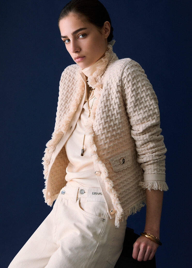 Jacket with Frayed Details cream Liu Jo - medium
