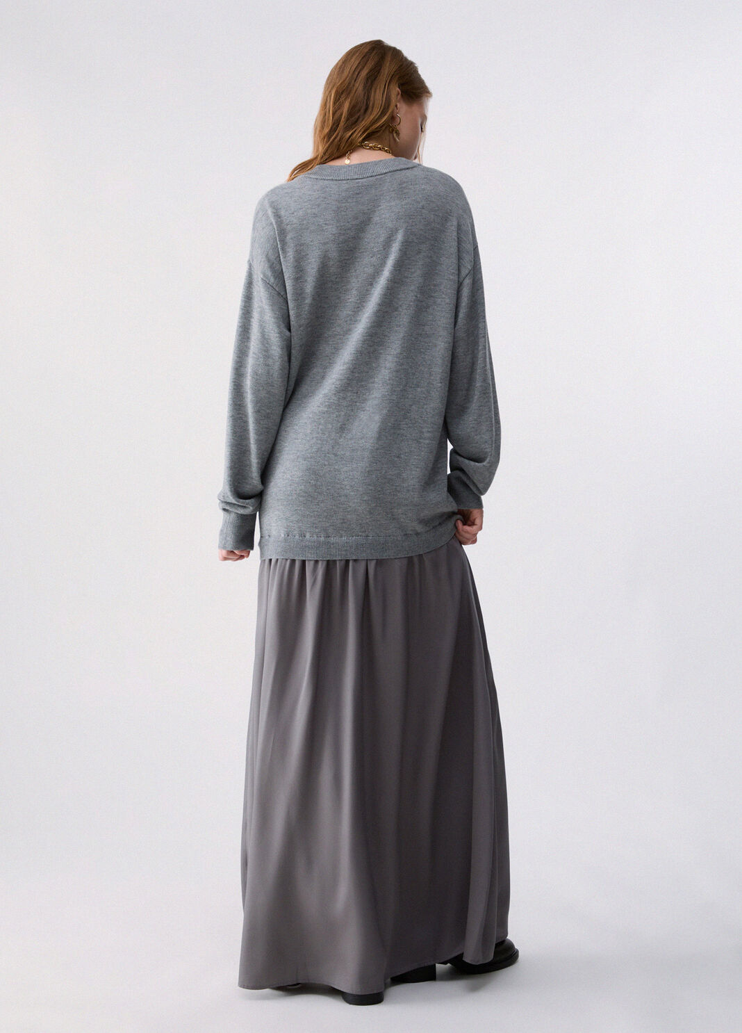 Long wool blend dress grey m&eacute;lange Liu Jo - large image number 1