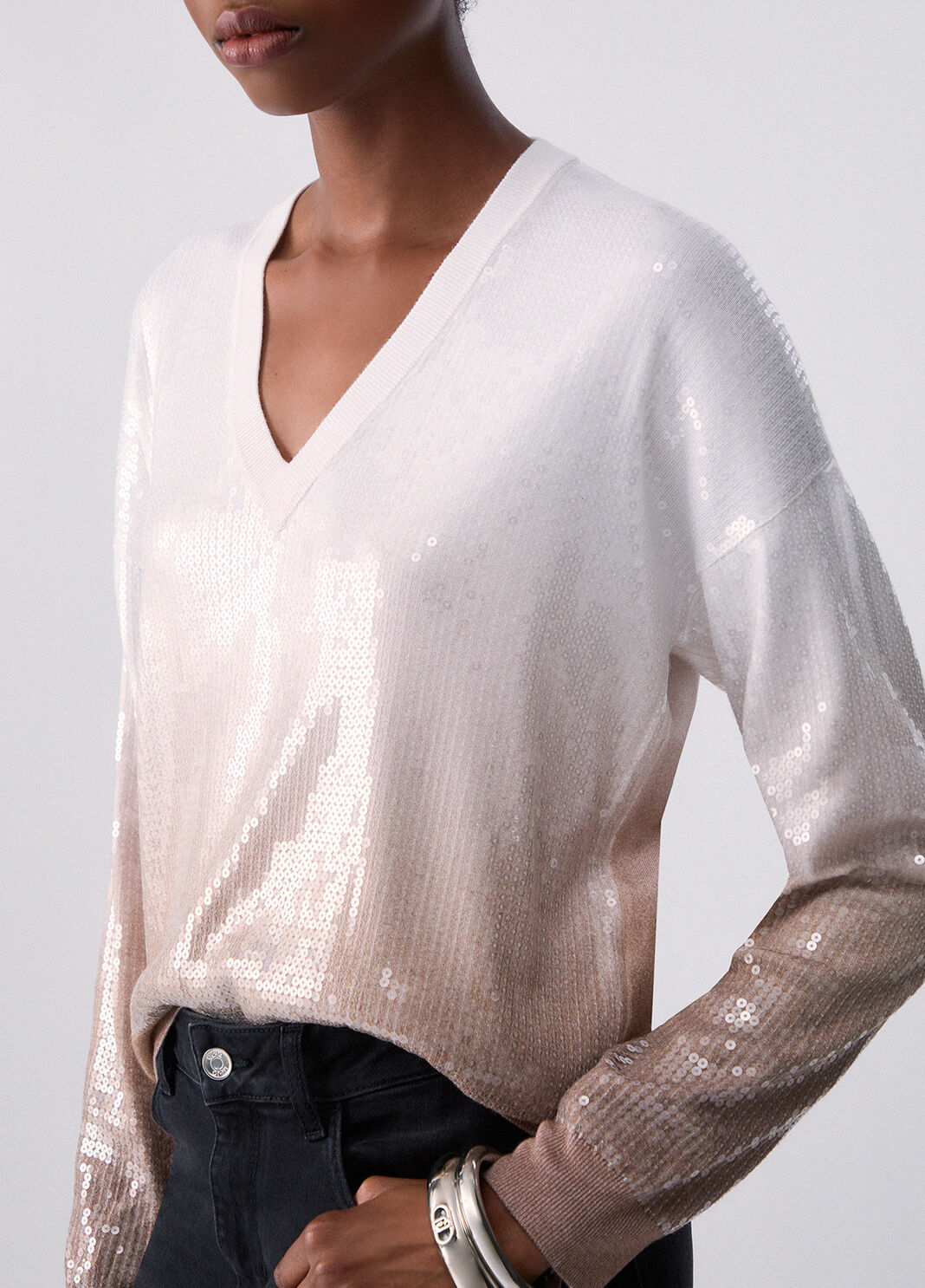 D&eacute;grad&eacute;-Pullover mit Pailletten beige Liu Jo - large image number 2