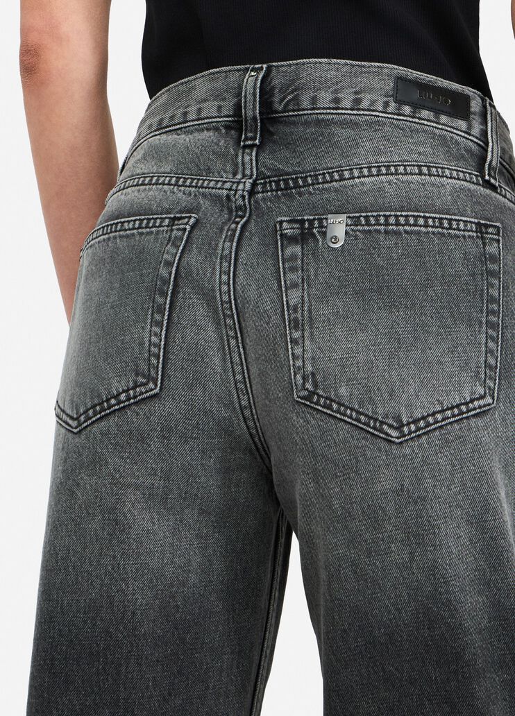 Straight-leg jeans with rhinestones black denim Liu Jo - large image number 2 Straight-leg jeans with rhinestones black denim Liu Jo - large image number 2