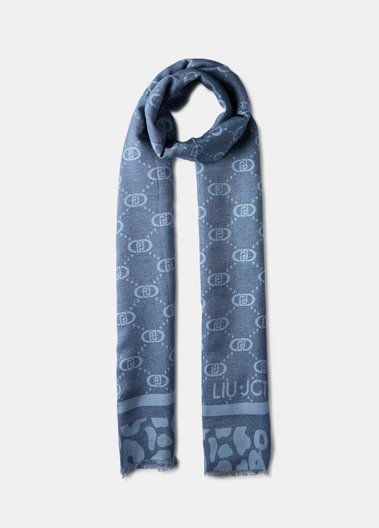Shawl with logo light blue Liu Jo - medium Shawl with logo light blue Liu Jo - medium
