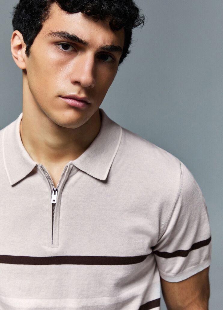 Polo ray&eacute; en m&eacute;lange de soie gris clair Liu Jo - medium