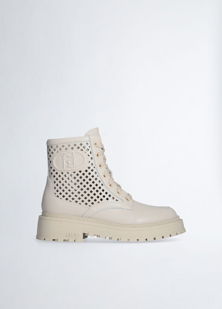 Perforated leather combat boots beige Liu Jo - medium Perforated leather combat boots beige Liu Jo - medium