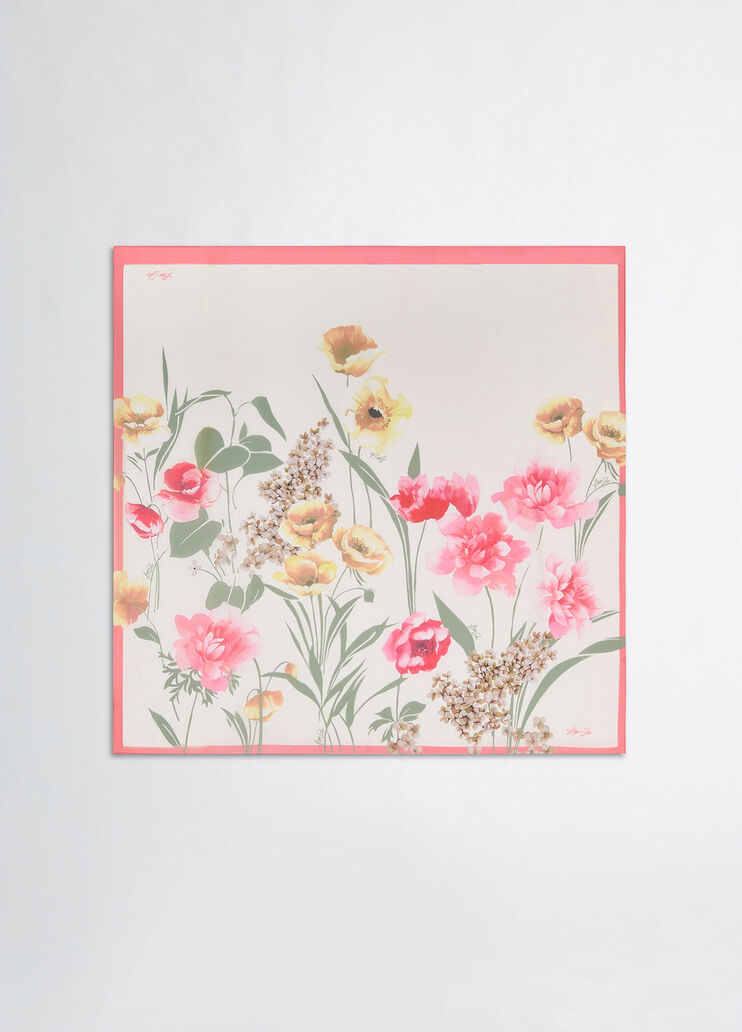 White foulard with flowers coral Liu Jo - large image number 2 White foulard with flowers coral Liu Jo - large image number 2