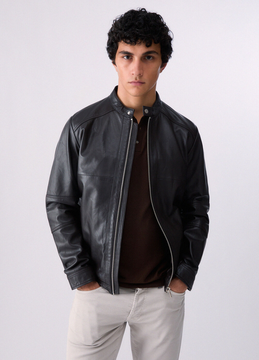 Leather biker jacket chocolate Liu Jo - large image number 0