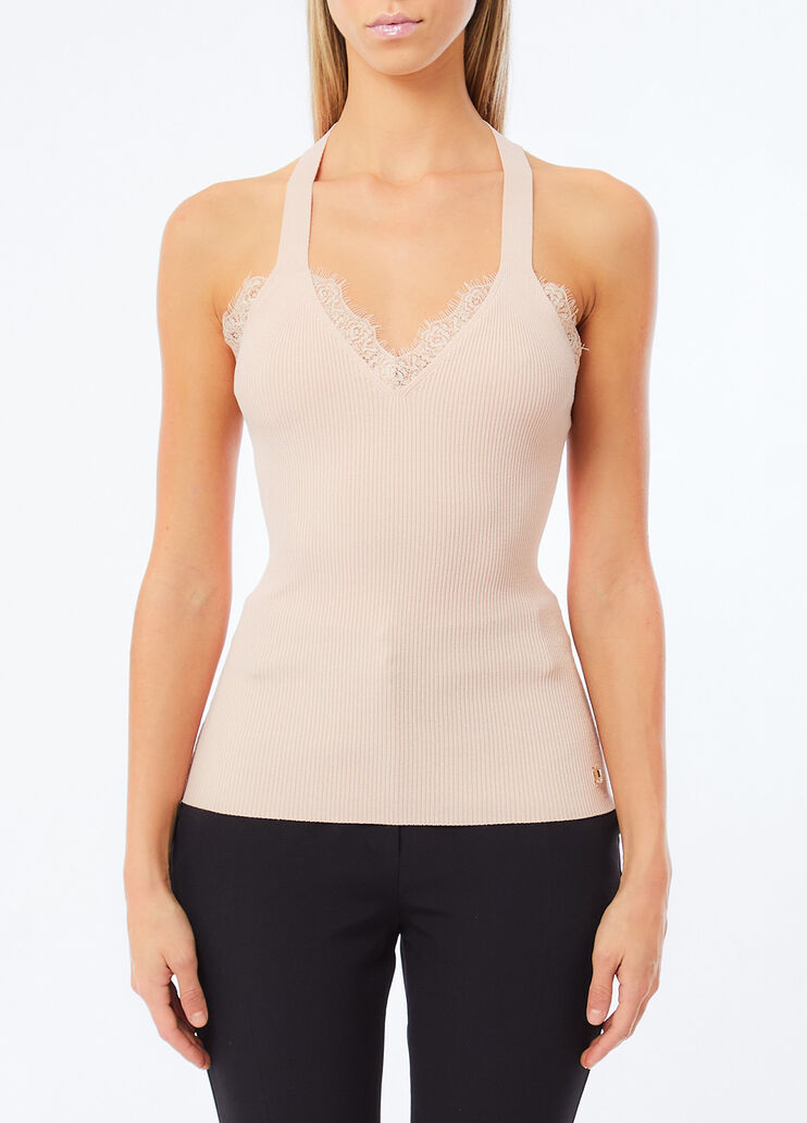 Top con encaje rosa polvos Liu Jo - medium