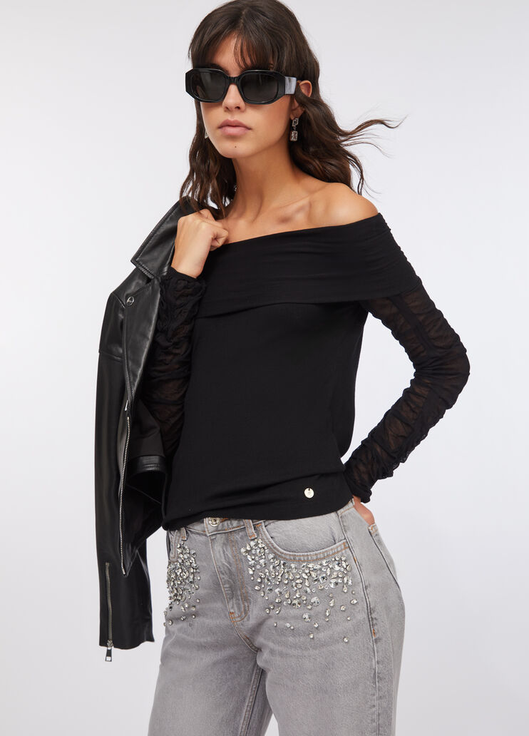 Jumper with Bardot neckline black Liu Jo - large image number 2