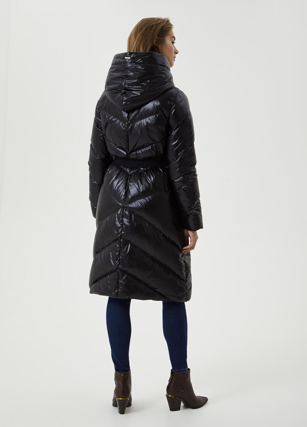 Longline down jacket with hood Black Liu Jo - large image number 1