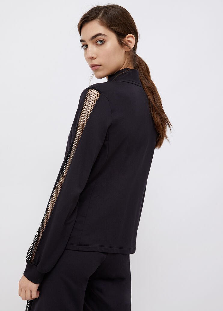 Sweatshirt with zip and mesh inserts black Liu Jo - large image number 1