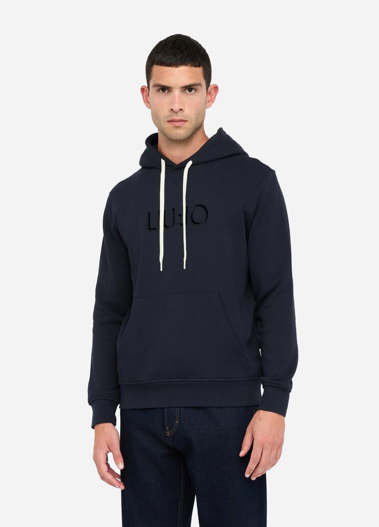 Hooded sweatshirt with logo dark blue Liu Jo - medium