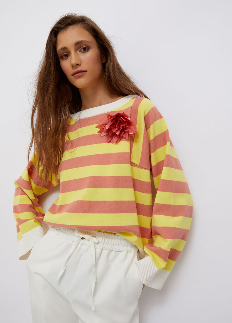 Streifenpullover mit Brosche Gelb/Rosa Liu Jo - large image number 0