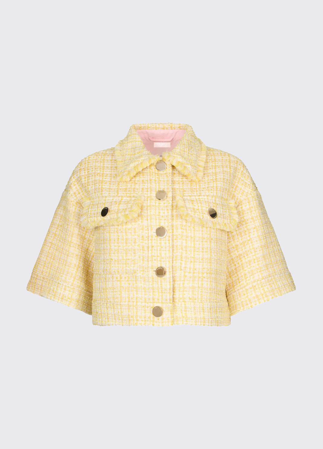 Giacca cropped in boucl&eacute; giallo Liu Jo - large image number 6