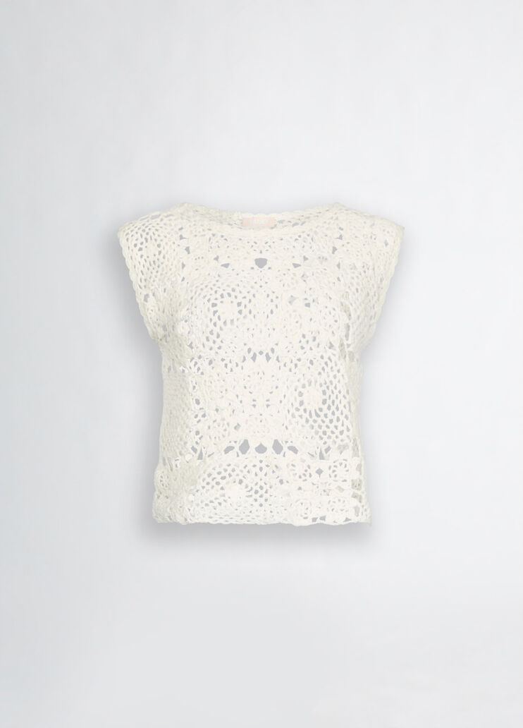 Crochet knit top white wool Liu Jo - large image number 6 Crochet knit top white wool Liu Jo - large image number 6