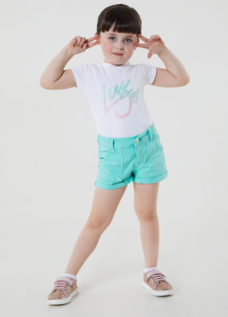 Gabardine shorts mint Liu Jo - large image number 2 Gabardine shorts mint Liu Jo - large image number 2