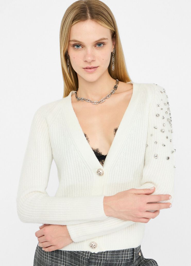 Wollcardigan mit Juwelenstickerei Weiß Liu Jo - medium
