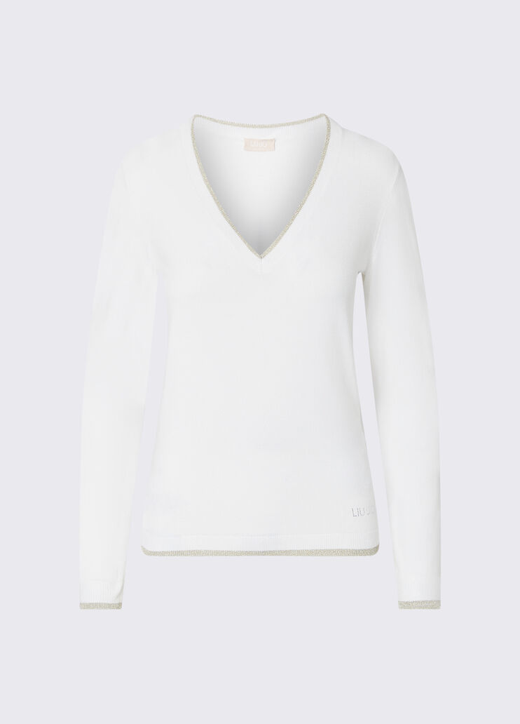 V-neck jumper white wool Liu Jo - medium