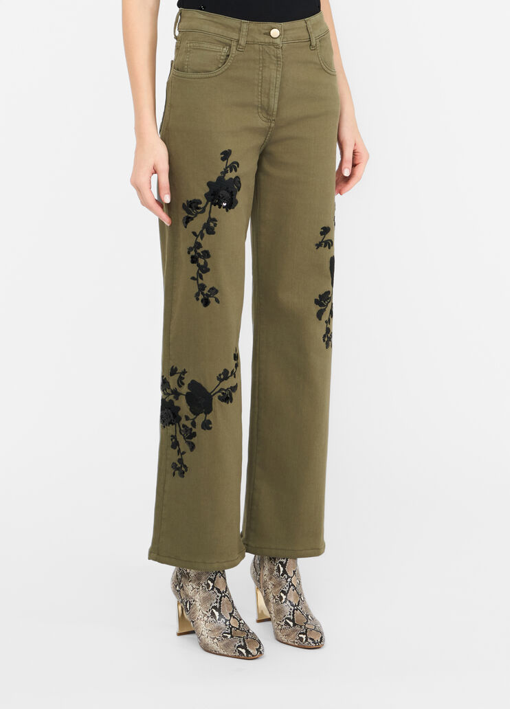 Trousers with embroidery green Liu Jo - medium Trousers with embroidery green Liu Jo - medium