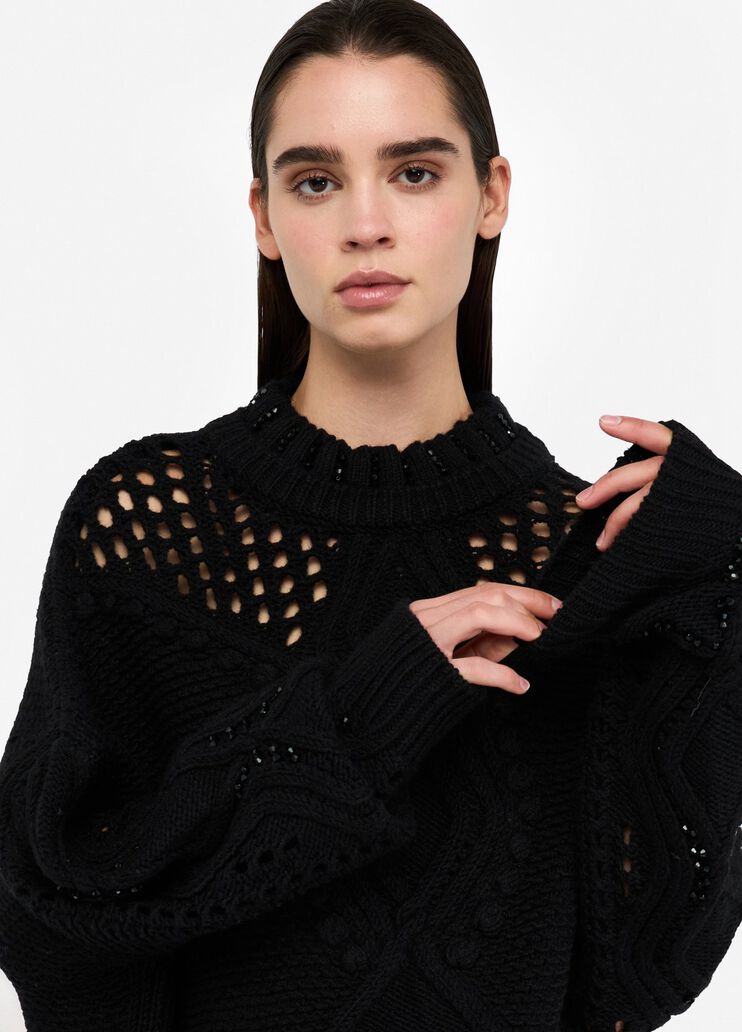 Pull en laine avec ajours noir Liu Jo - medium Pull en laine avec ajours noir Liu Jo - medium