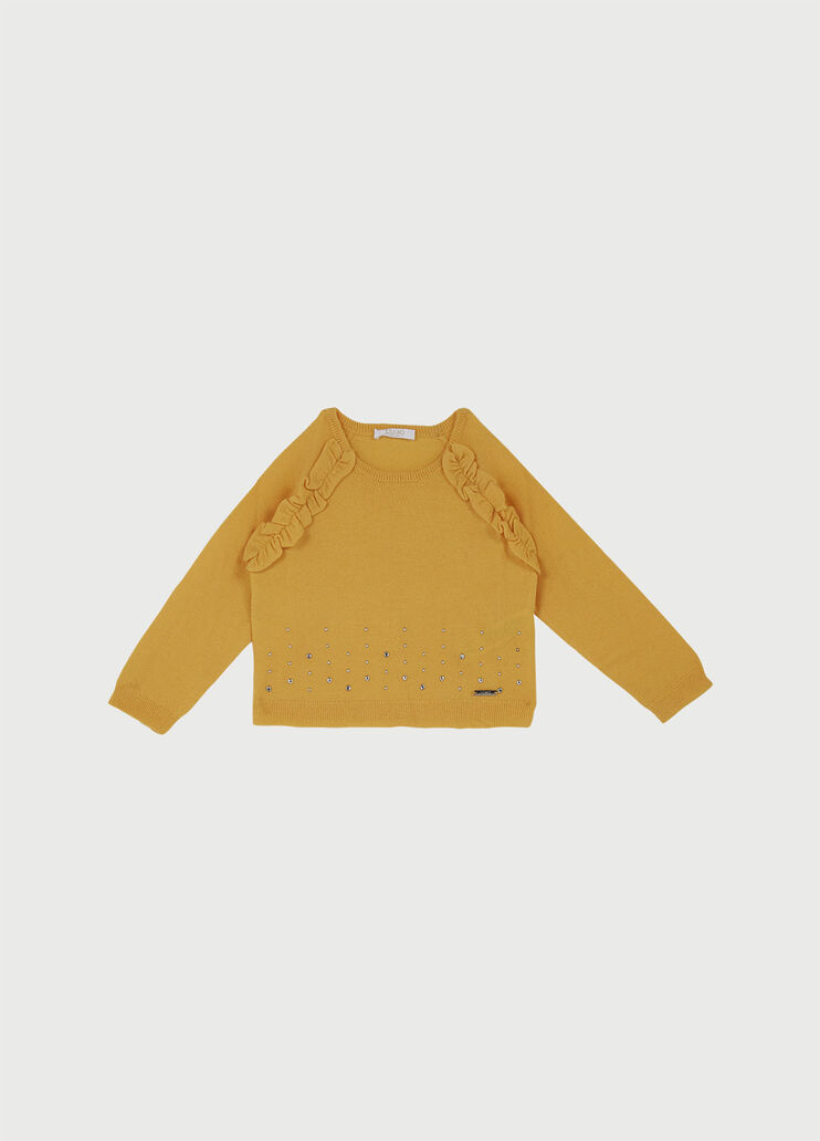 Jumper with appliqué studs and diamantés Wheat yellow Liu Jo - large image number 0