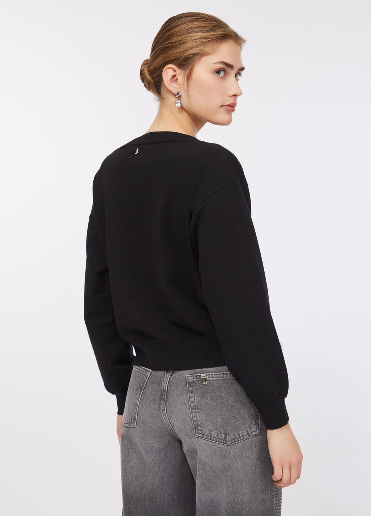 Wollpullover mit Perlen Schwarz Liu Jo - large image number 1