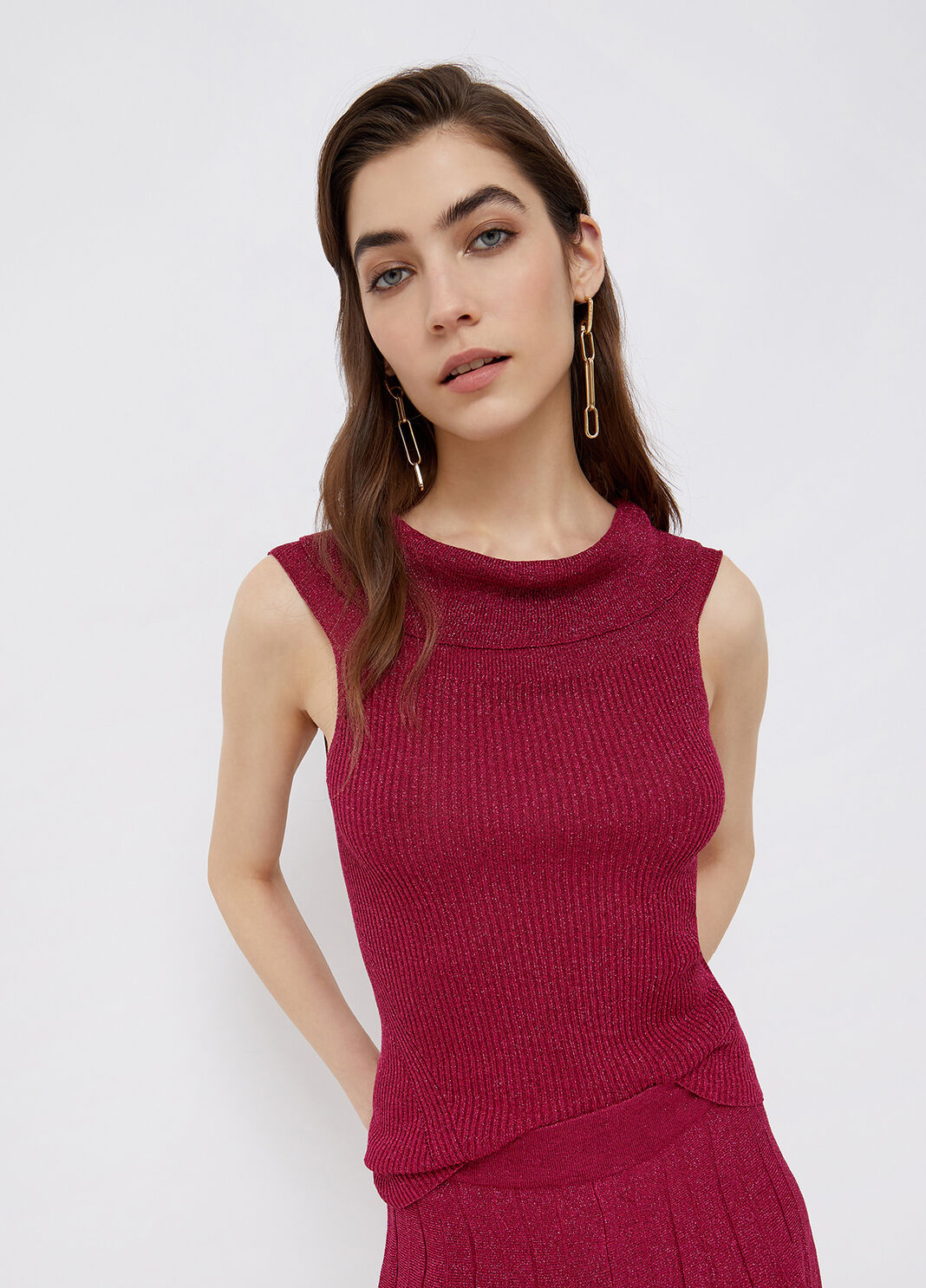 Lurex&reg; top with bardot neckline magenta Liu Jo - large image number 0