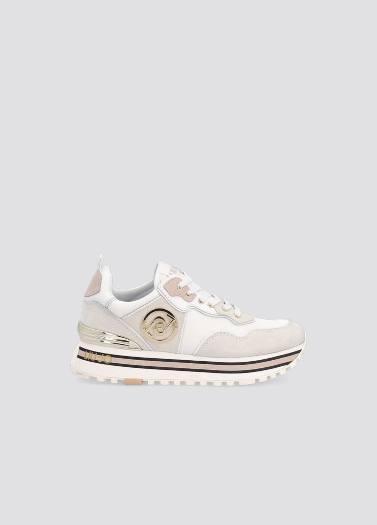 Satin and suede platform sneakers white Liu Jo - large image number 0 Satin and suede platform sneakers white Liu Jo - large image number 0