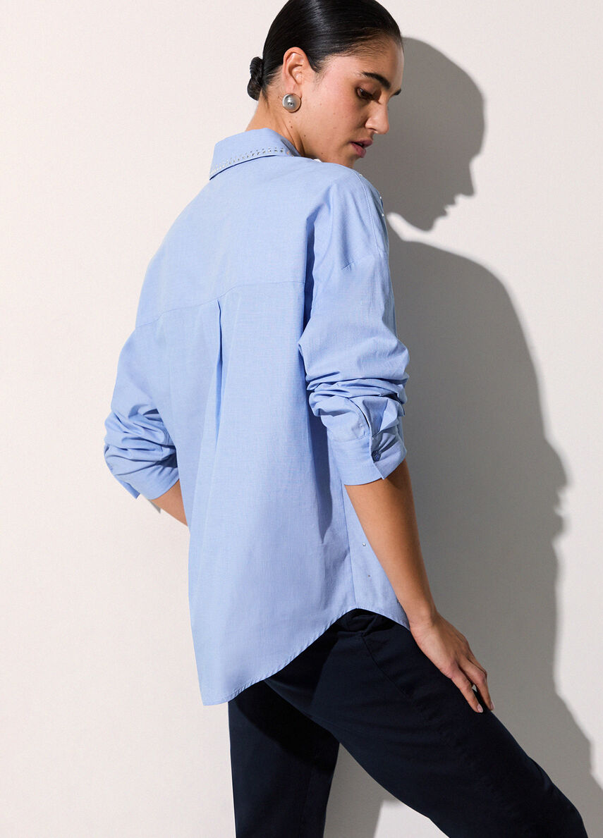 Rhinestone Shirt colour light blue | Liu Jo