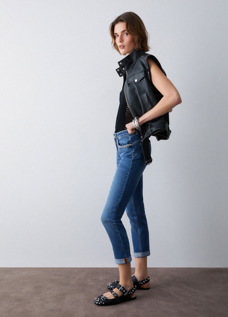 Skinny-Jeans mit Schmuckstickereien  Dunkles Denimblau Liu Jo - medium