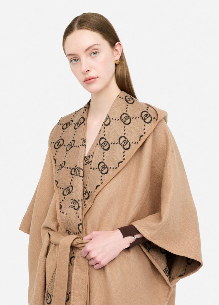 Poncho with hood light beige Liu Jo - medium Poncho with hood light beige Liu Jo - medium