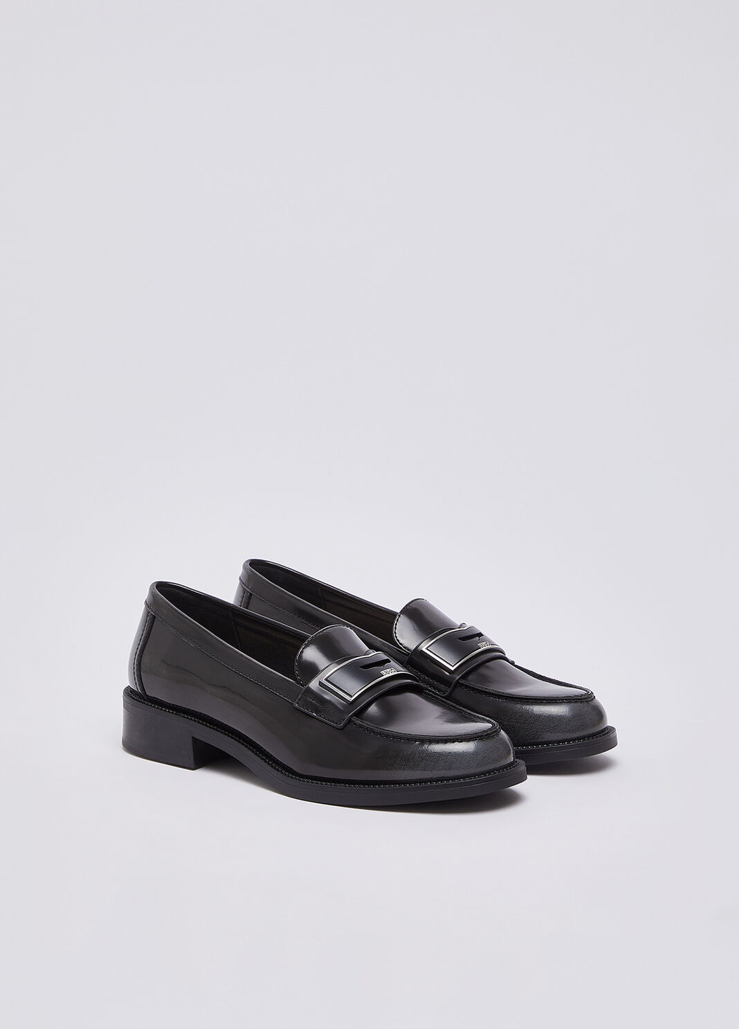 Brushed Leather Loafers black/grey Liu Jo - large image number 1
