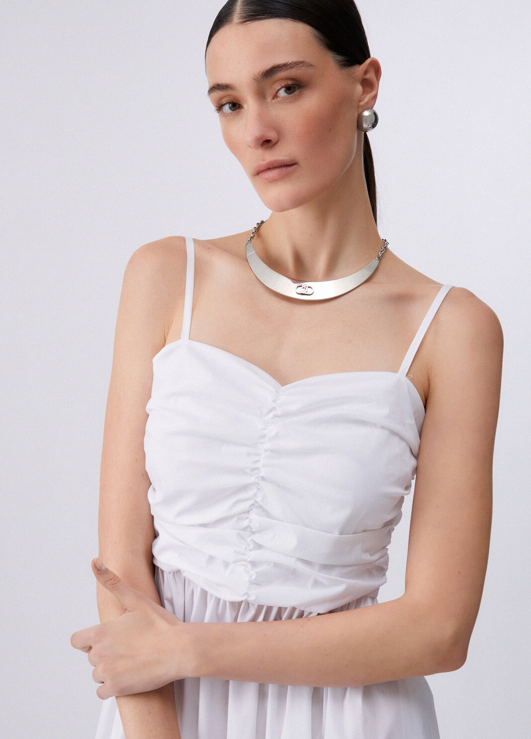 Long poplin dress white Liu Jo - large image number 4