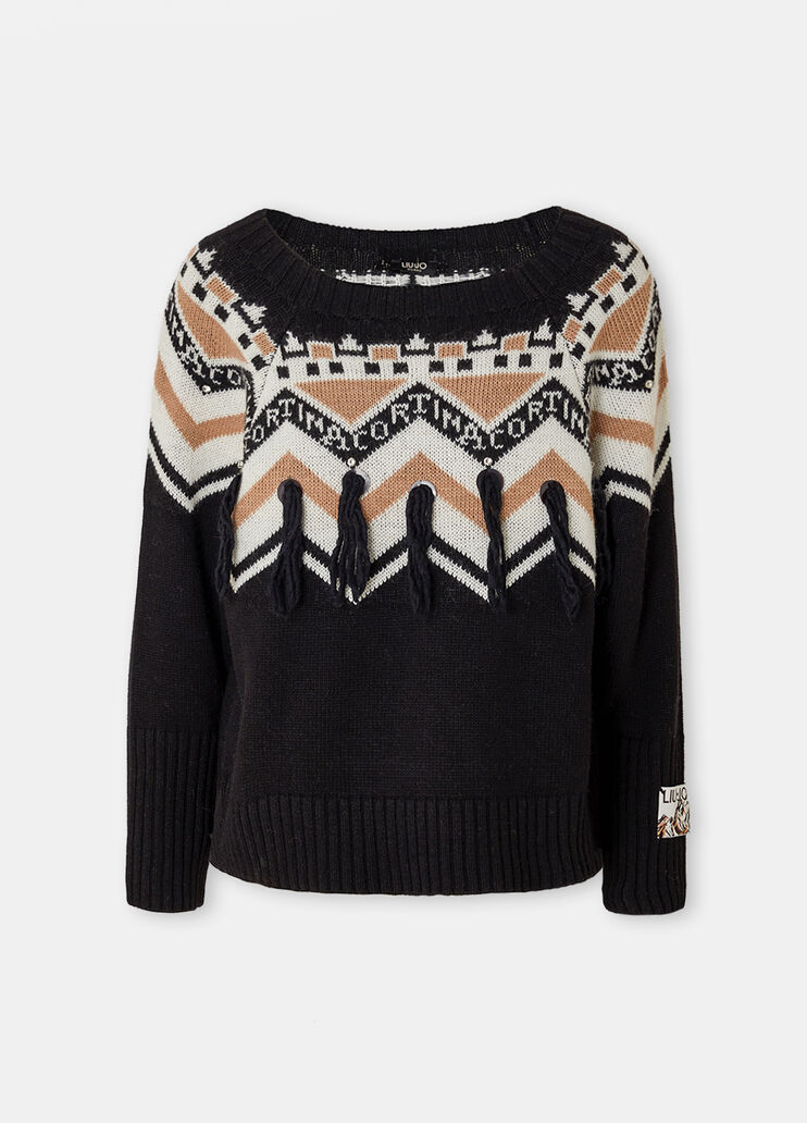 Maglia jacquard con applicazioni nero Liu Jo - large image number 6