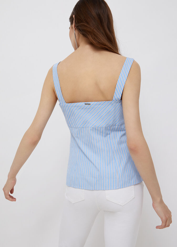 Striped top with jewel stones blue stripes Liu Jo - large image number 1 Striped top with jewel stones blue stripes Liu Jo - large image number 1