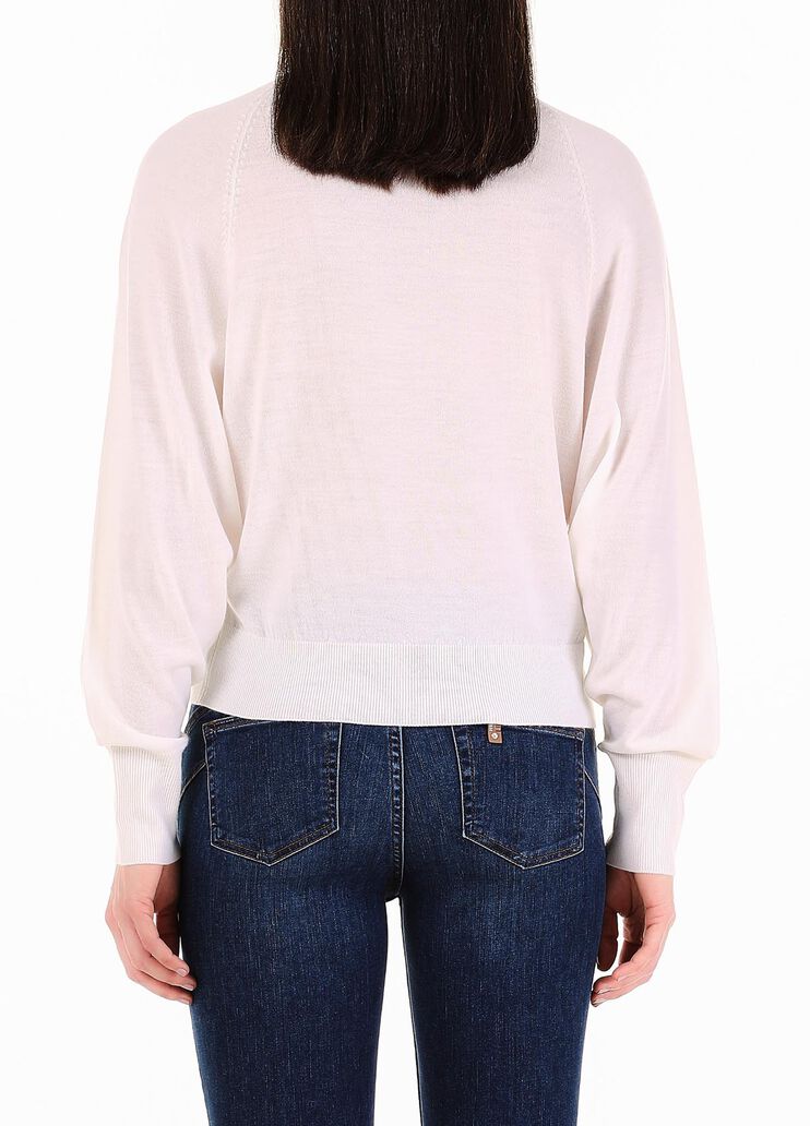 Шерстяной свитер с воротником-стойкой и рюшами белая шерсть Liu Jo - large image number 1