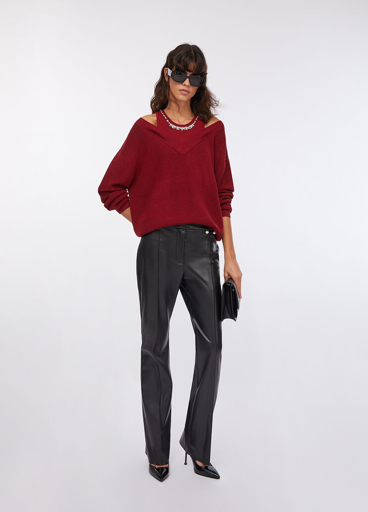 Jumper with bejewelled embroidery red Liu Jo - large image number 5 Jumper with bejewelled embroidery red Liu Jo - large image number 5