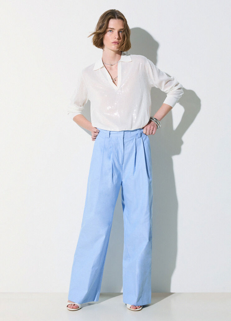 Pantalon &agrave; revers vichy bleu clair Liu Jo - medium