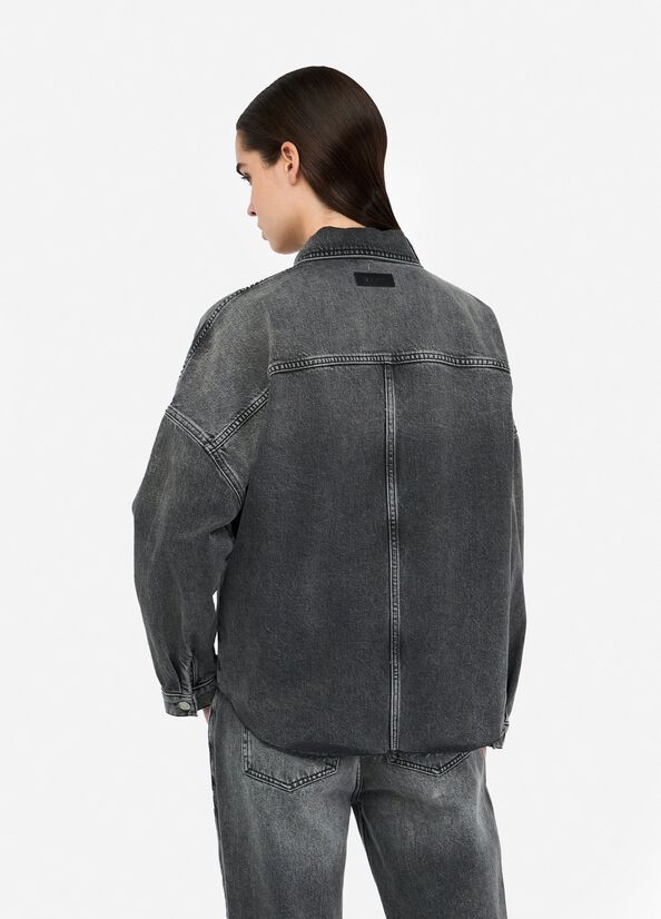 Denim jacket with rhinestones black denim Liu Jo - large image number 1